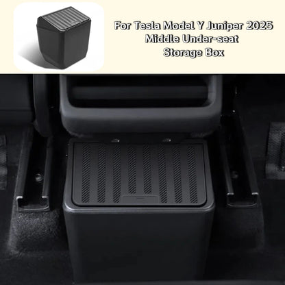 For Tesla Model Y Juniper 2025 Rear Seat Trash Can Middle Under-seat Storage Box ABS Waterproof Umbrella Box Car Accessories