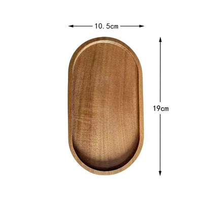 Wabi Sabi Style Acacia Wood Decorative Serving Platter Oval Natural Wood Tray for Home Tabletop Decoration Small Organizer