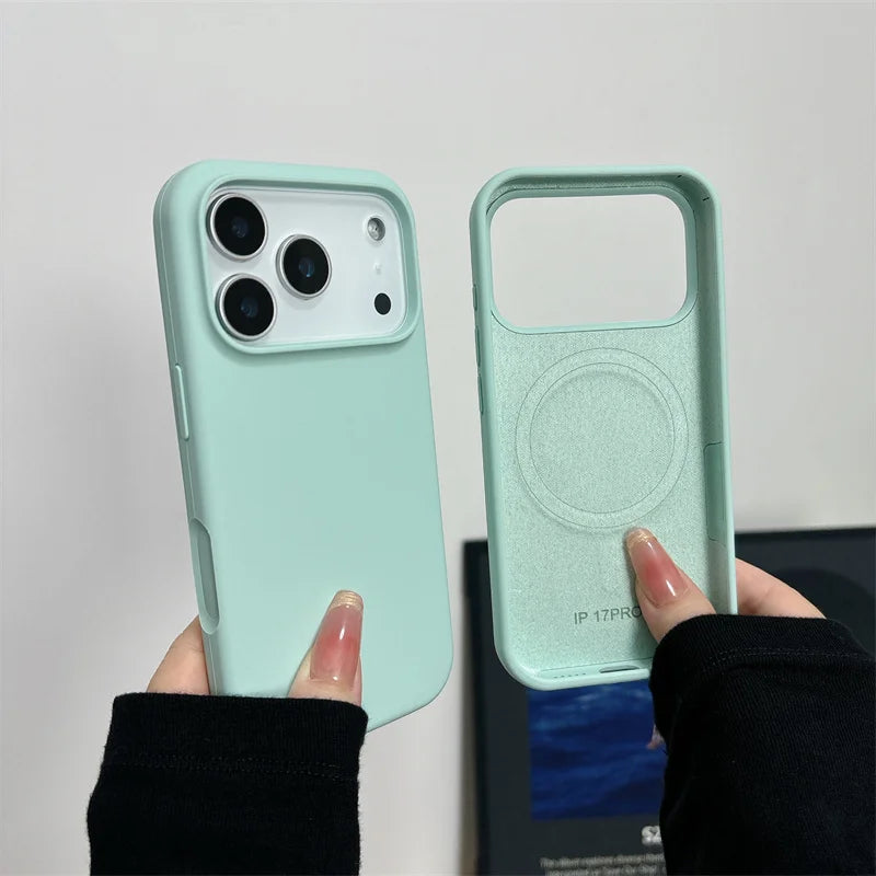 Magnetic Liquid Silicone Case for iPhone 17/17 Air/17 Pro/17 Pro Max For Magsafe Big Camera Hole Cover Shockproof Protective