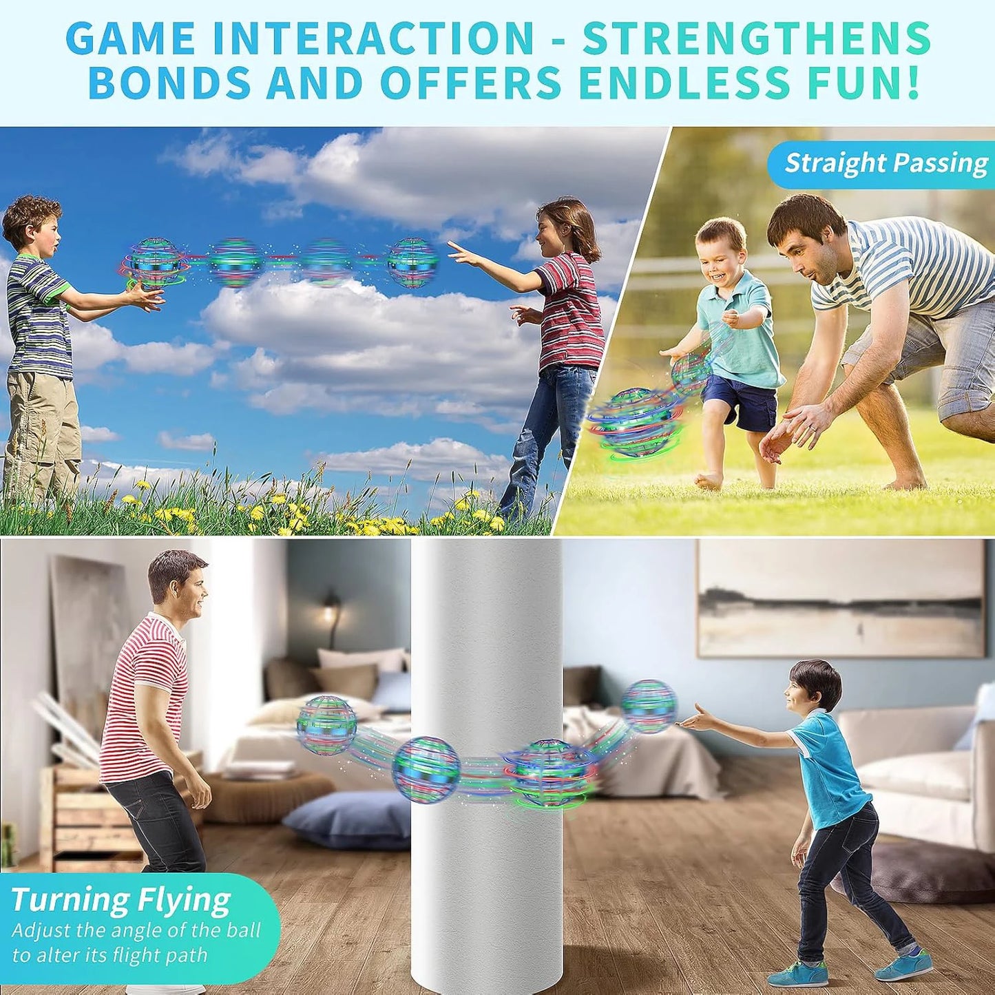 AI Flying Ball Hand-Controlled Color LED Cosmic Ball 360° Rotating Hover Ball Suitable For Indoor And Outdoor Toys The Best Gift