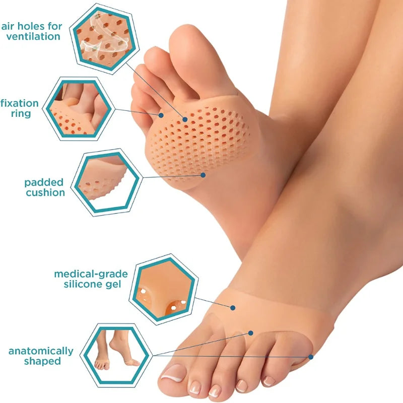 2Pcs Silicone Gel Toe Separator Hallux Valgus Bunion Adjuster Foot Protector Cushion Daily Feet Care Supply