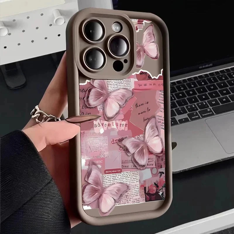 Cute Butterfly Silicone iPhone Case – Shockproof Candy Cover for iPhone 11–17 Series