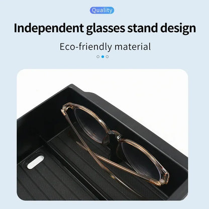 For Tesla Model Y Juniper 2025 Model 3 Highland 2024 Center Console Armrest Storage Organizer Box Tray Sunglasses Phone Holder