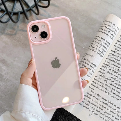 Candy Color Transparent Acrylic iPhone Case – TPU Full Coverage Cover for iPhone 7–15 Series