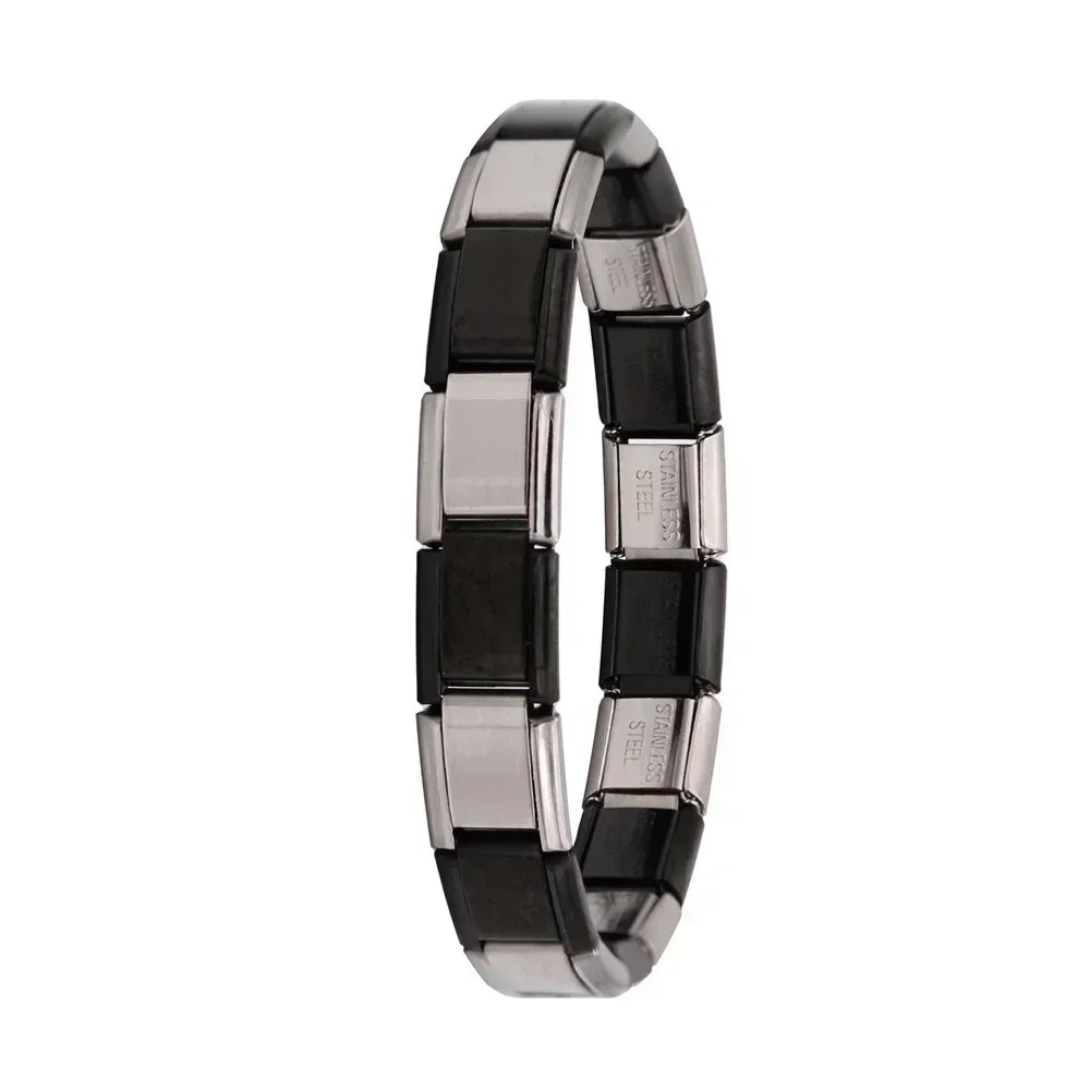 Hapiship Italian Elastic Charm Bracelet – 9mm Stainless Steel Fashion Bangle for Women & Men