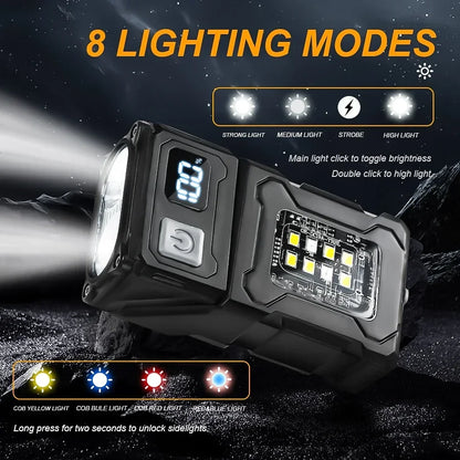 MINI USB Rechargeable LED Flashlight Portable Tail Magnet Flashlight Super Bright Camping Lantern Side COB Emergency Light