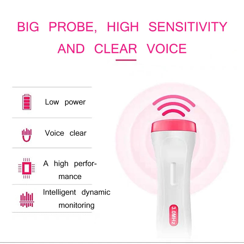 3.0 Fetal Doppler Hand-held Pocket Portable Sound Baby Heart Pregnancy Ultrasound Fetal Detector Machine Baby Heart Rate Monitor