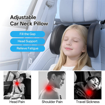 Multifunctional Car Headrest Neck Support with Hidden Hanger, 180° Rotation Universal Car Interior Accessory