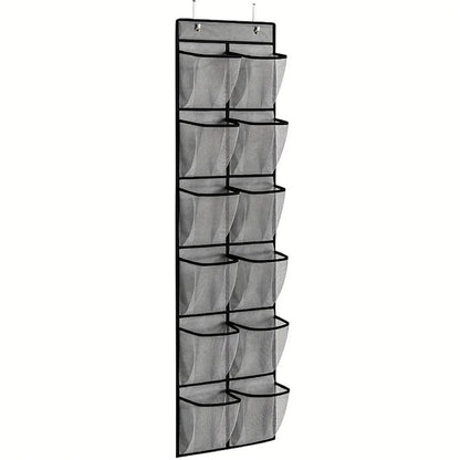 12 Pockets Over the Door Shoe Organizer Large Mesh Pockets With 2 Hooks Transparent Fabric Shoe Rack Storage Bag For Bedroom