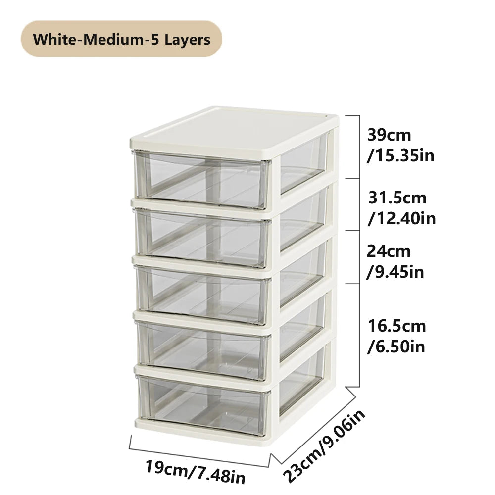 Clear Desktop Storage Box with Drawer Heightened Table Organizer Plastic Office storage cabinet  for Stationery cosmetics