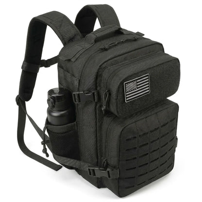 26L Tactical Travel Backpack for Men with Dual Cup Holders, MOLLE Outdoor Hiking Rucksack for Fitness Gym, Camping & Daily Commute