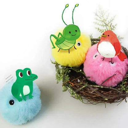 Cat Toys Balls Sound Frogs Birds Chirping Crickets EVA Balls Rolling Cat Plush Soft Self-Heeling Teaser Toys Pet Accessories