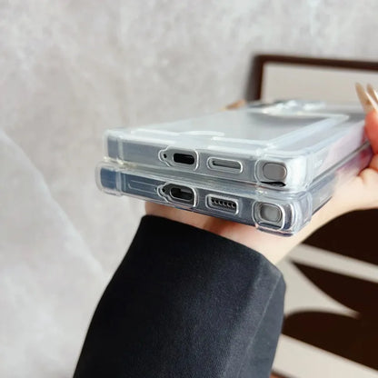Luxury Soft Transparent Card Holder Bag Phone Case For Samsung Galaxy S25 S24 S23 S22 S21 S20 FE Note 20 Ultra Shockproof Cover