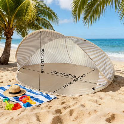 2-Person Beach Tent 2-Second Quick Setup Pop-Up Sun Shelter No-Assembly Portable Outdoor Canopy for Beach Picnic Park Camping