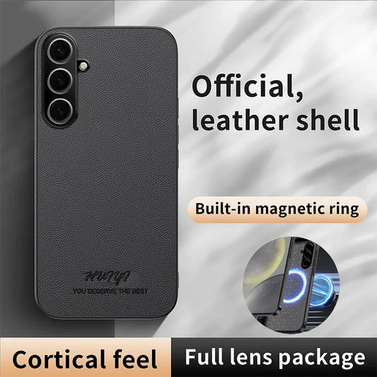 For Samsung Galaxy S25 FE Luxury Business Leather Soft Frame Magnetic Cover For Samsung Galaxy S25 FE S25FE 5G Phone Cases Capa