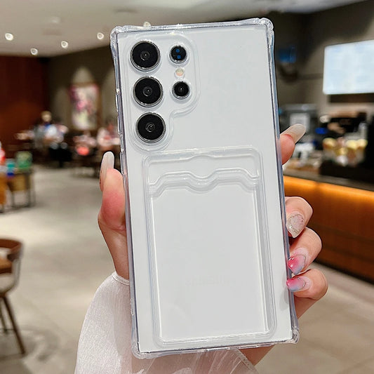 Phone Case For Samsung Galaxy S26 S25 S21 FE S22 S23FE S24 Plus Ultra Edge Clear Transparent Wallet Card Holder Silicone Cover