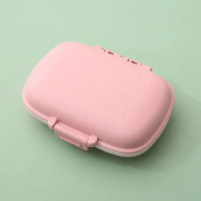 8 Grids Organizer Container For Tablets Travel Pill Box With Seal Ring Small Box For Tablets Wheat Straw Container For Medicines