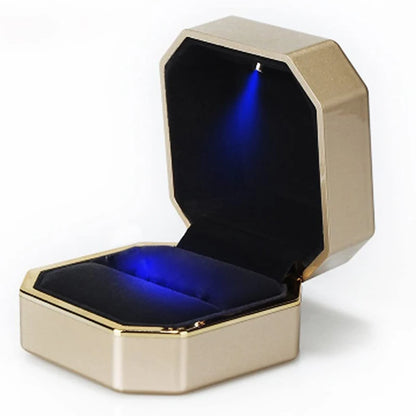 LED Jewelry Ring Box – Luxury Velvet Pendant & Necklace Display with Light for Proposal & Engagement
