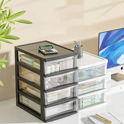 Clear Desktop Storage Box with Drawer Heightened Table Organizer Plastic Office Storage Cabinet for Stationery Cosmetics