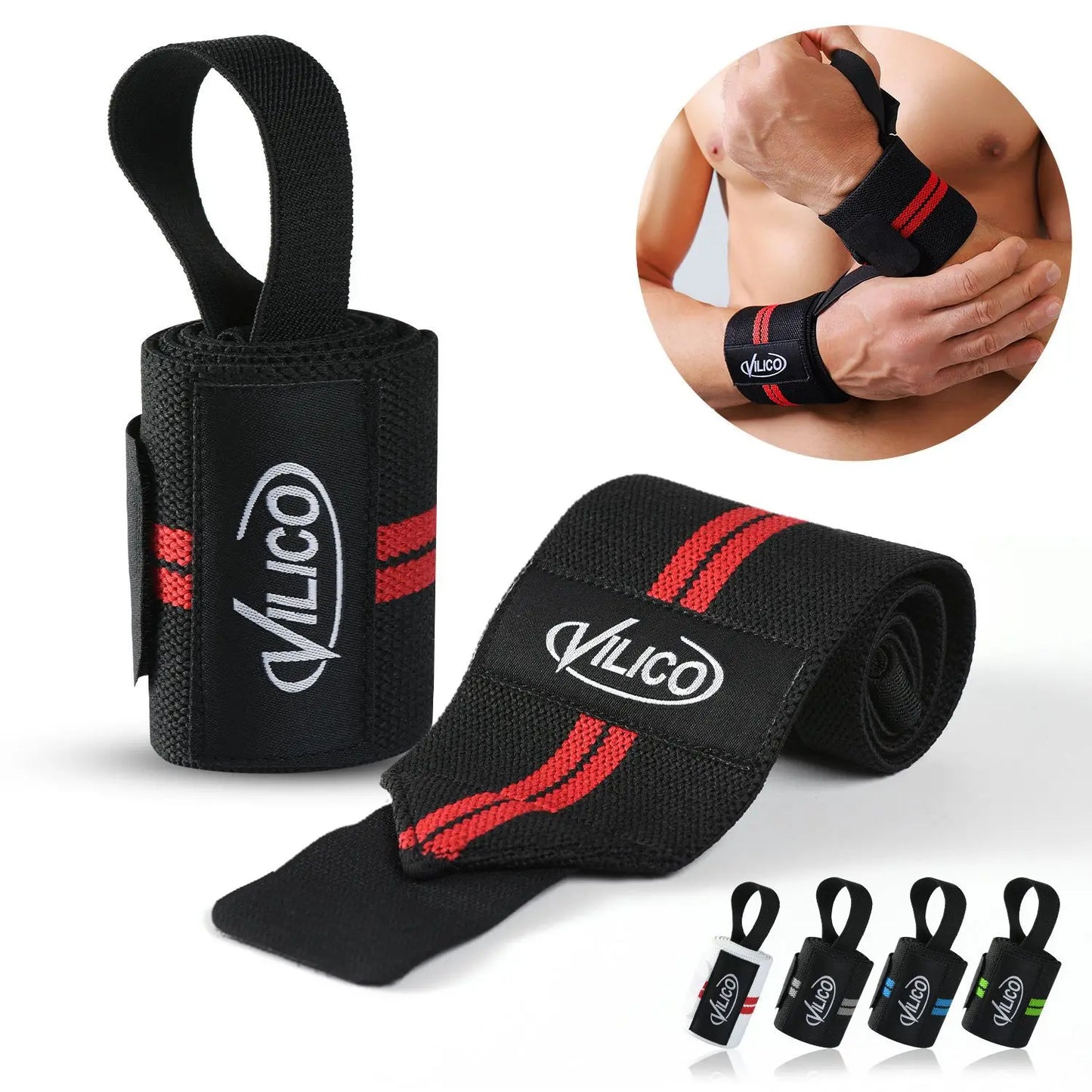 1/2 Piece- Wristband Wrist Support Brace Straps Extra Strength Weight Lifting Wrist Wraps Bandage Fitness Gym Training