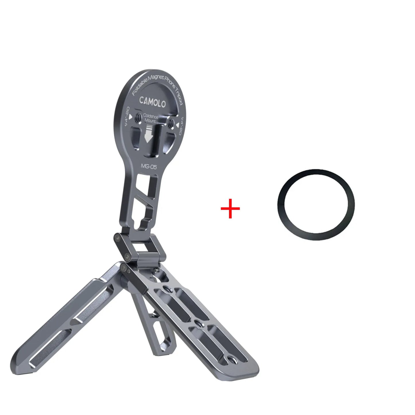 CAMOLO MG-05 Magnetic Phone Holder Magsafe Tripod w/ Arca-Swiss Cold Shoe for Phone Vlog Foldable Desktop Phone Mount for Travel