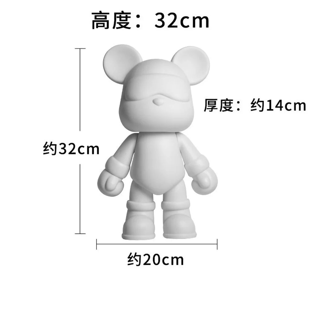 Key Rings Fluid Bear DIY Handmade Painting Violent Bear Sculpture White Mold Doll Figurine Toys Animal Bear Home Decor Ornaments