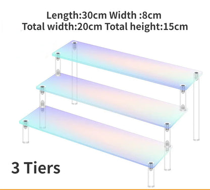 1-5 Tier Iridescent Acrylic Display Risers Stand Shelf for Figures Collectibles Cupcakes Perfumes Jewel Decorating & Organizing