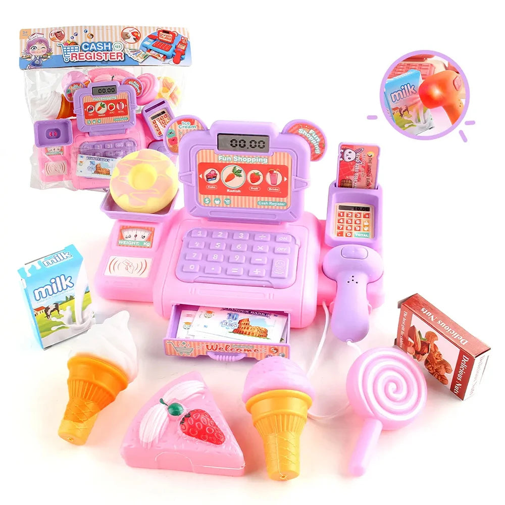 Simulation Shopping Cash House Toys Electronic Game Lighting And Sound Effects Supermarket Cashier Toys