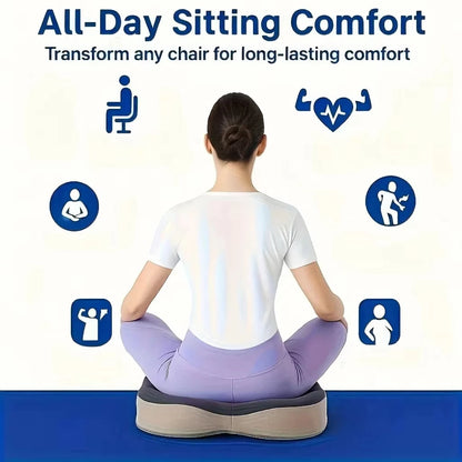Sitting Artifact Breathable Memory Foam Seat Cushion Ergonomic Spine Pressure Relief Pad Skin-Friendly Washable Cover for Office