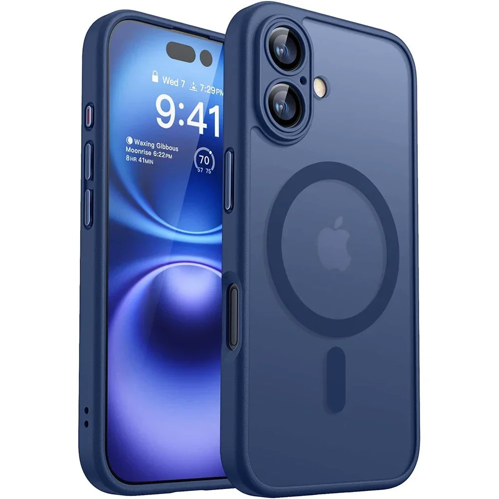 Magnetic Matte Translucent Armor Shockproof Case For iPhone 17 16 15 14 13 12 11 Pro Max Plus For Magsafe Wireless Charge Cover