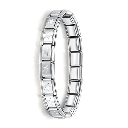 Hapiship Italian Elastic Charm Bracelet – 9mm Stainless Steel Fashion Bangle for Women & Men