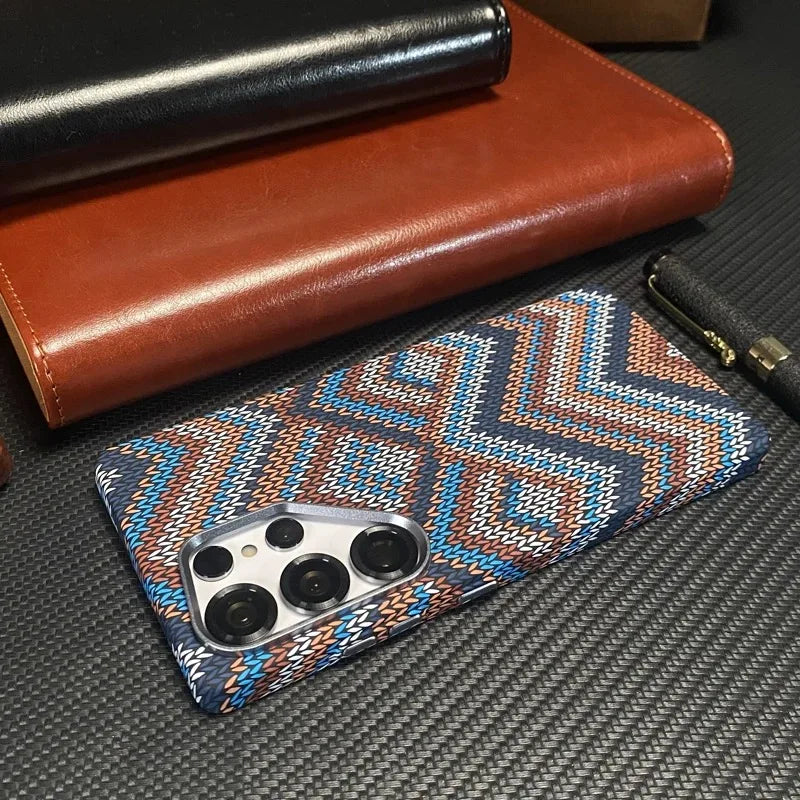 For Samsung Galaxy S26Ultra S26 S25 S24 S23 Ultra Plus Carbon Fiber Texture MagSafe Case Wireless Charging Alloy Lens Hard Cover