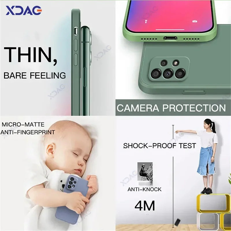 Original Official Soft Case for Samsung Galaxy A13 A23 A33 A53 A73 SamsungA33 SamsungA53 SamsungA73 Square Liquid Silicone Cover