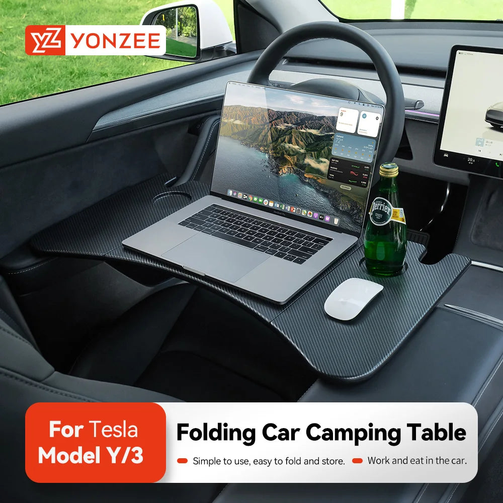 YZ For Tesla Model 3 Highlan Modle Y X S 2018-2026  Steering Wheel Laptop Tray Travel Desk Portable Office Table Car Accessories