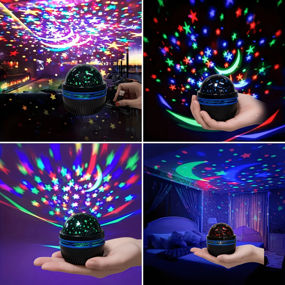 LED Starry Sky Night Lights USB Star Moon Projector Lamp 5V For Home Room Atmosphere Decorations