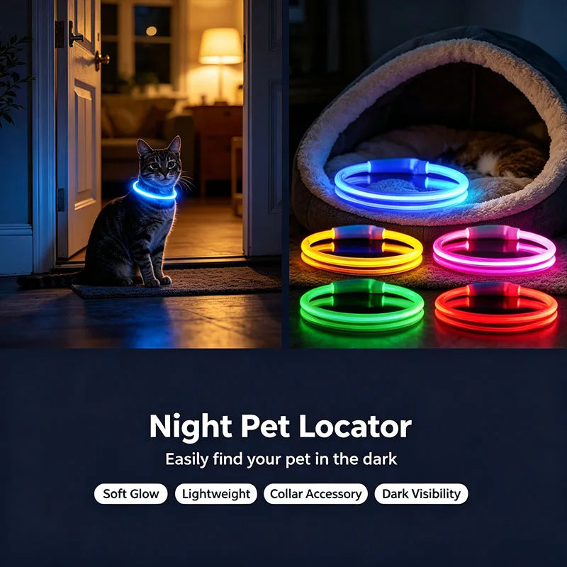 C 1pcs USB Type-C Rechargeable Pet Glowing Collar Dog LED Light Collar Luminous Anti-Lost Dog Collar Dog Necklace Collar