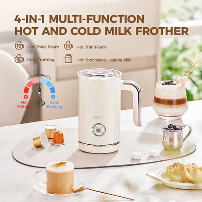 Cafelffe 4in1 Electric Milk Frother Frothing Foamer Chocolate Mixer Cold/Hot Latte Cappuccino Automatic foam milk heater Warmer