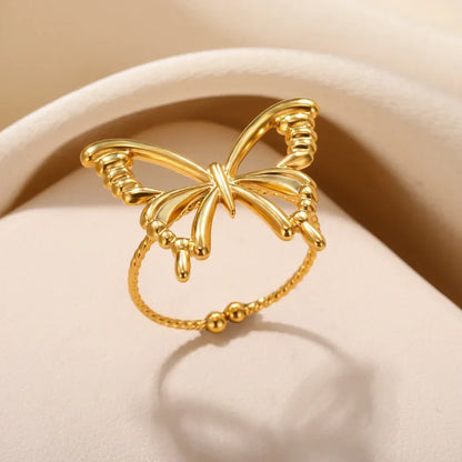 Stainless Steel Heart Ring for Women – 18K Gold Plated, Zircon Inlay, Vintage Waterproof Wedding Jewelry Gift