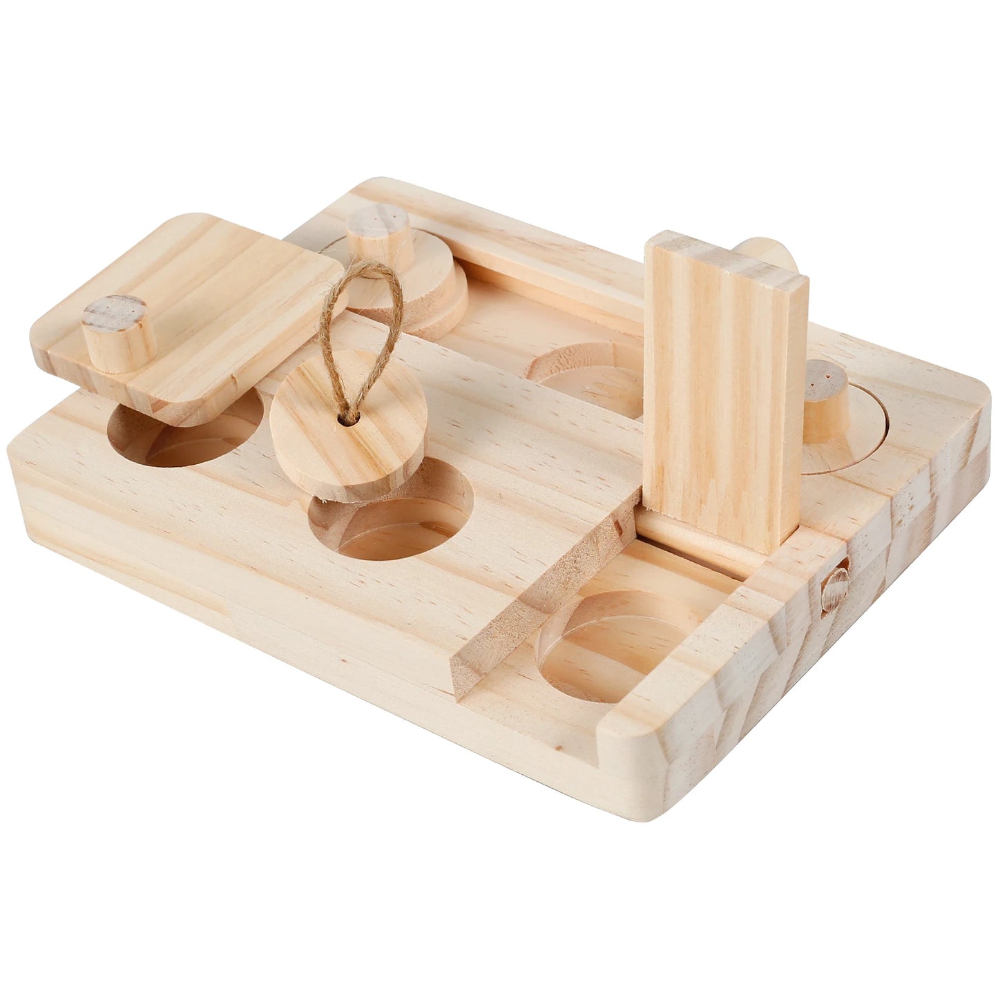 6 In 1 Wooden Hamster Foraging Toys Small Pet Feeder Interactive Puzzle Treat Dispenser Guinea Pig Toys