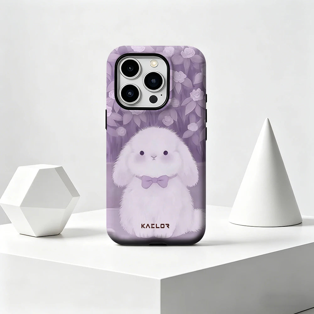 Purple Tone Stripe Heart Bumper Case Dual Layer for iPhone 17 16 15 14 Plus 13 Pro Max Shockproof Hard PC Cover