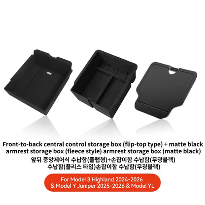 For Tesla Model 3/Y/YL Highland Juniper 2026 Center Armrest Hidden Storage Box Cup Holder Console Organizer Box Accessories