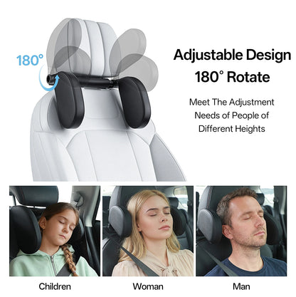 Multifunctional Car Headrest Neck Support with Hidden Hanger, 180° Rotation Universal Car Interior Accessory
