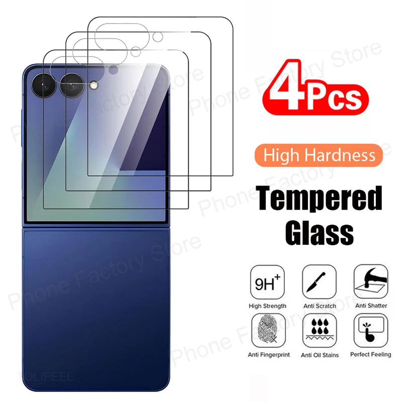 4PCS Tempered Glass For Samsung Galaxy Z Flip 7 FE 6 5 Clear Premium Screen Protector For Samsung Z ZFlip7 6 5 Flip7 Film Glass