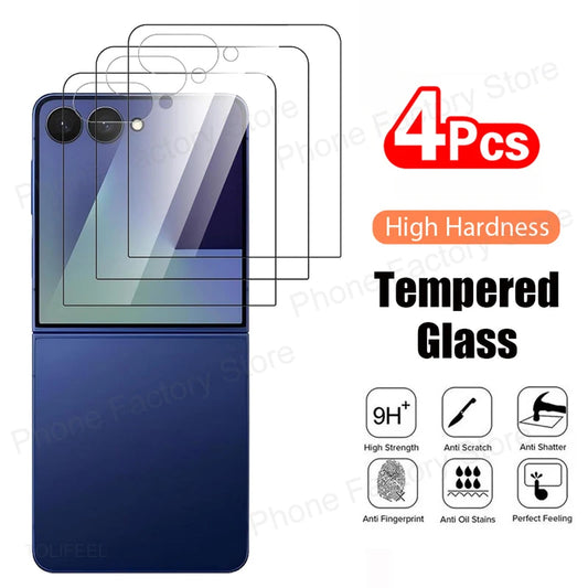4PCS Tempered Glass For Samsung Galaxy Z Flip 7 FE 6 5 Clear Premium Screen Protector For Samsung Z ZFlip7 6 5 Flip7 Film Glass