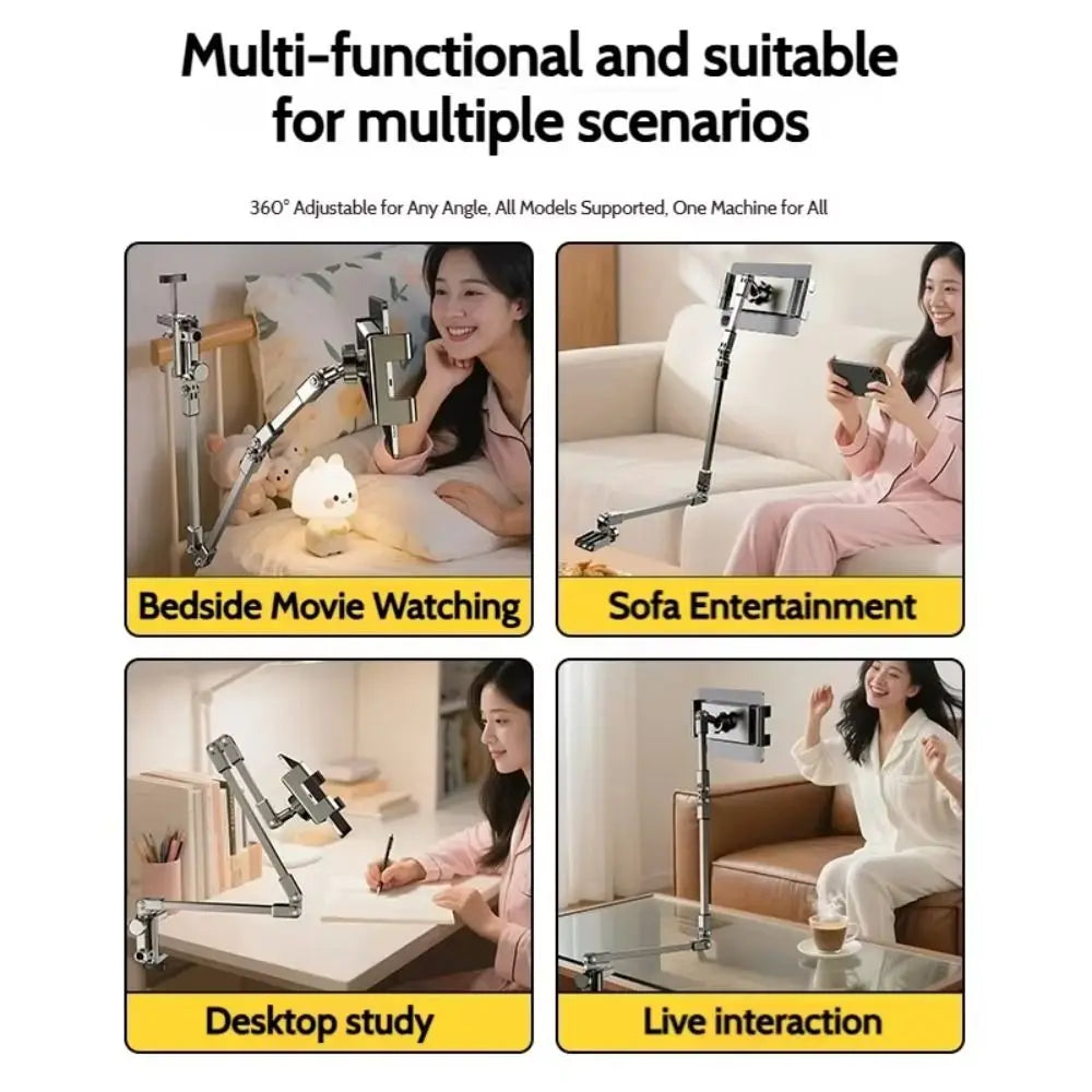 Adjustable Tablet Stand 360-degree Rotation 3 Sections Arms Bedside Phone Holder for 5-12Inch Phone Ipad Pro Mini for Xiaomi