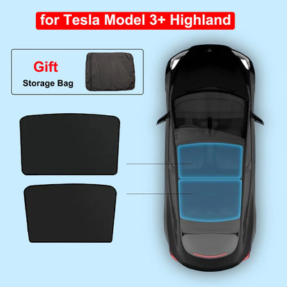 Sun Shade For Tesla Model Y Juniper 2025 Launch Model 3 Highland Sunshade Roof Nano Ice-Crystal Buckle Glass Skylight Cool Cover