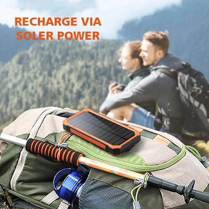 Power Bank 20000mAh Solar Charging Poverbank with Camping Light for iPhone Samsung Powerbank Fast Charger External Battery Pack