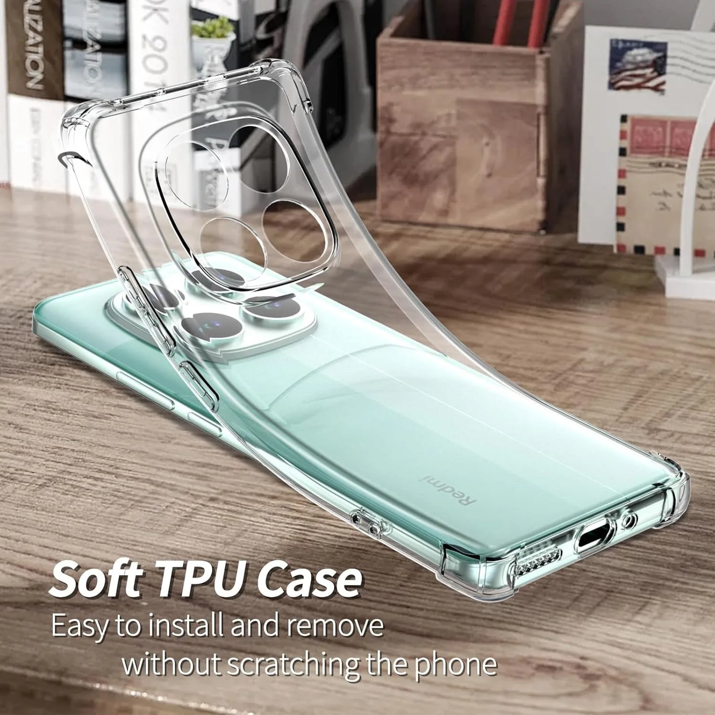 TPU Transparent Case for Xiaomi Redmi Note 15 14 Pro 5G Pro+ Plus Protective Cover Four Corners Shockproof Bumper Coque Fundas