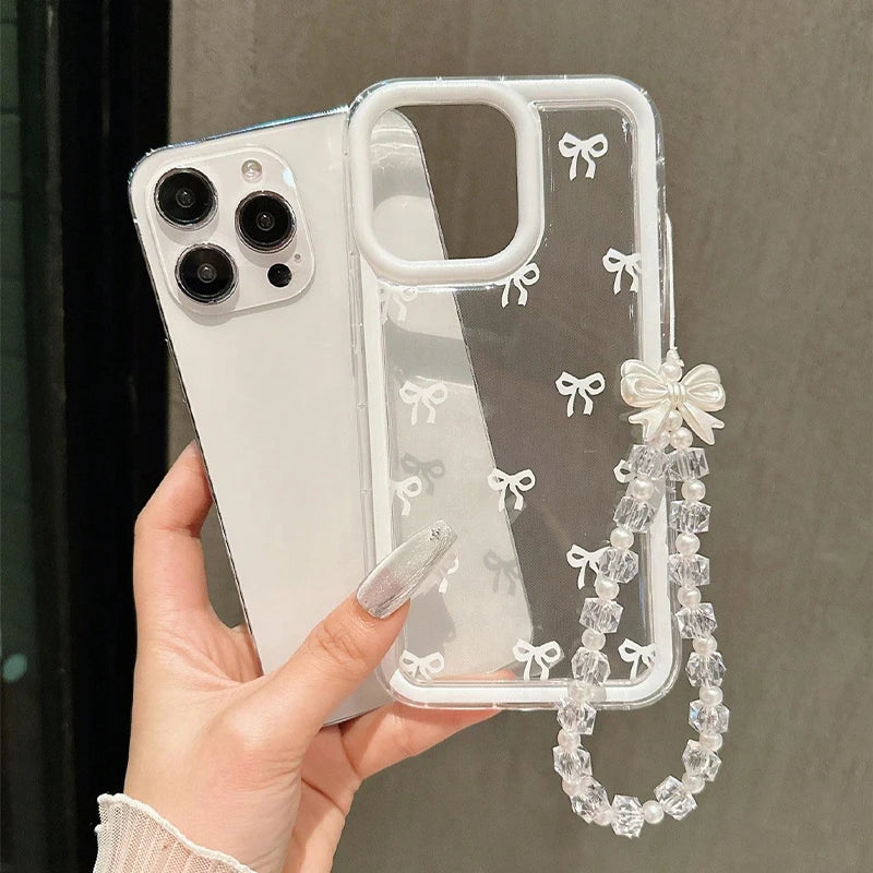 Fashion Lovely Bowknot Clear Phone Case For iPhone 17 16 15 14 13 12 14 Pro Max 16E X XR XS Max 7 8 Plus Transparent Soft Cover