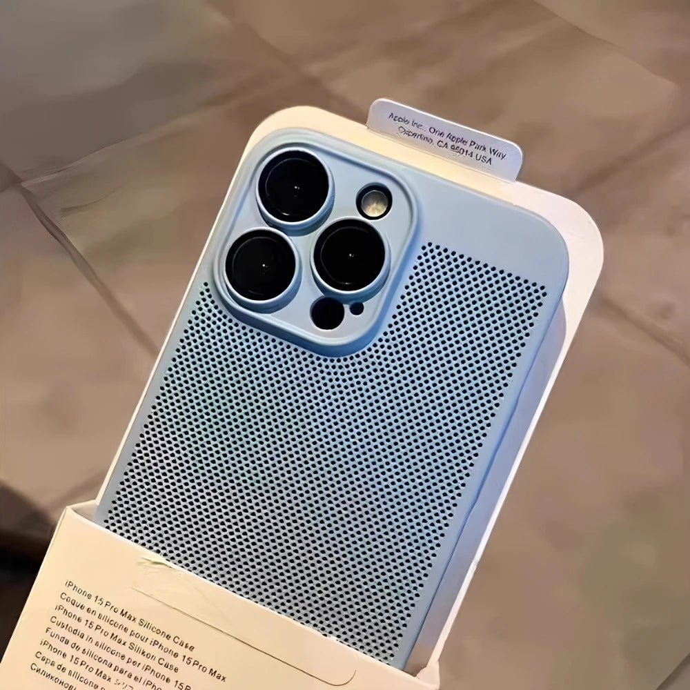 New Honeycomb Heat Dissipation Phone Case For iPhone 16 15 14 13 17 Pro Max Plus Cooling Breathable Solid Color Shockproof Cover